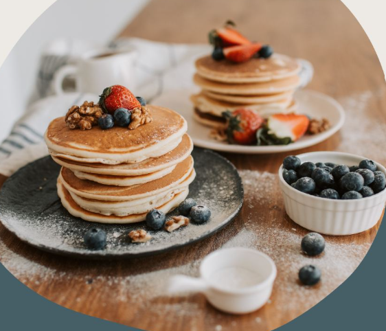 Banana Pancakes and blueberries